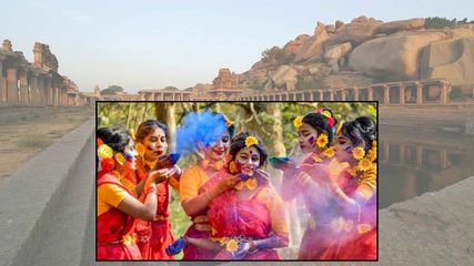 Karnataka Unique Holi Of India Hampi People Play Colors In The River