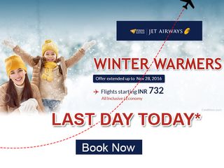 LAST DAY TODAY! Jet Airways Winter Offer Flights Starting From Rs.732 Onwards*