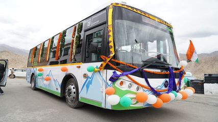 Kargil Launched  100% Zero-Emission E Buses Planning To Make Ladakh Carbon Neutral