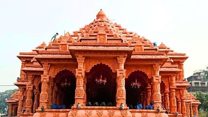 Amit Shah to Inaugurate Ayodhya's Ram Mandir-Themed Durga Puja Pandal in Kolkata; Check Images