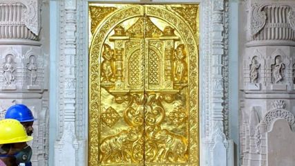 Ayodhya's Grandeur Unveiled: Golden Door Installation at Ram Temple