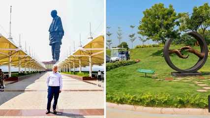 Bill Gates explores Arogya Van, the garden of health near Statue of Unity, Gujarat