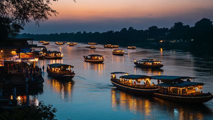 Narmada Mahotsav 2024 at Bhedaghat, Jabalpur Attracted Tourists; Watch Video