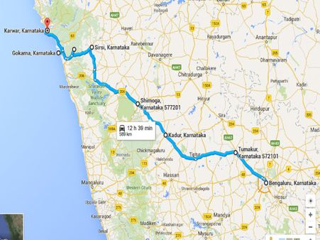 Bangalore – Karwar Via Shimoga