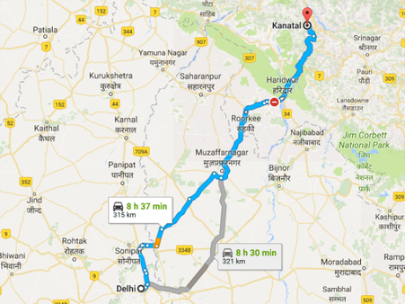 Routes From Delhi To Kanatal