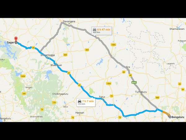 बैंगलोर से सागर का रूट 
