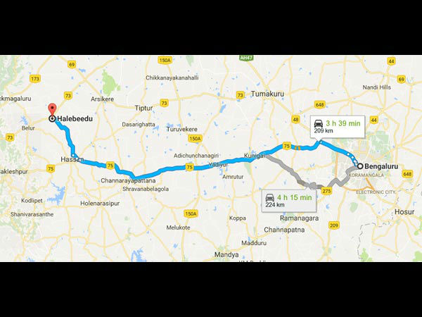 बैंगलोर से हैलेबिडु रूट