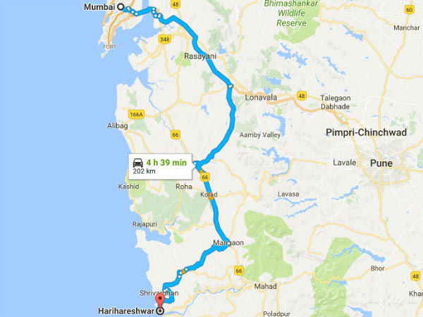 हरिहरेश्‍वर से मुंबई का रूट