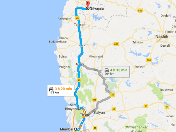 मुंबई से सिलवासा का रूट
