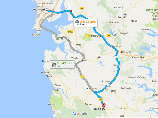  कोलाड का रूट मैप