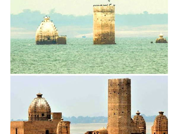 पानी में डूबने के बाद पिलर ही आता है नजर 