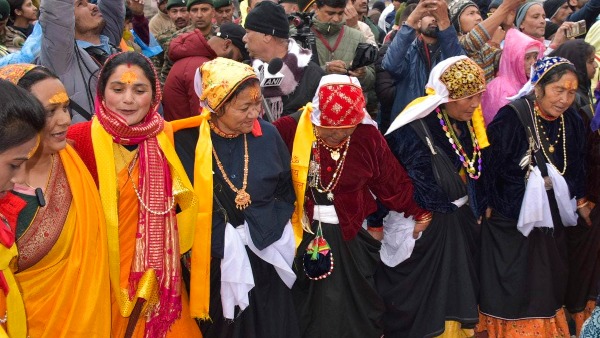 local women dancing at badrinath dham local women dancing at badrinath dham