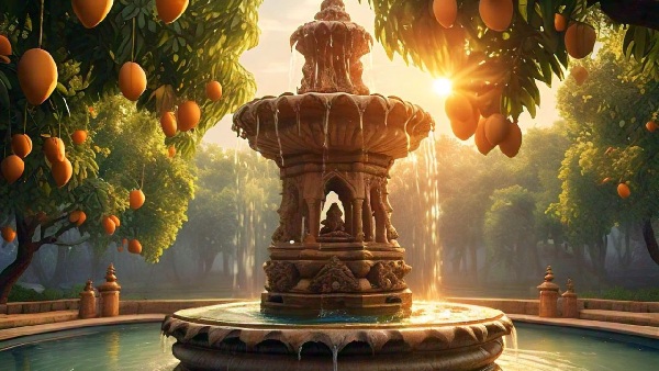 decorative pond at mango park lucknow