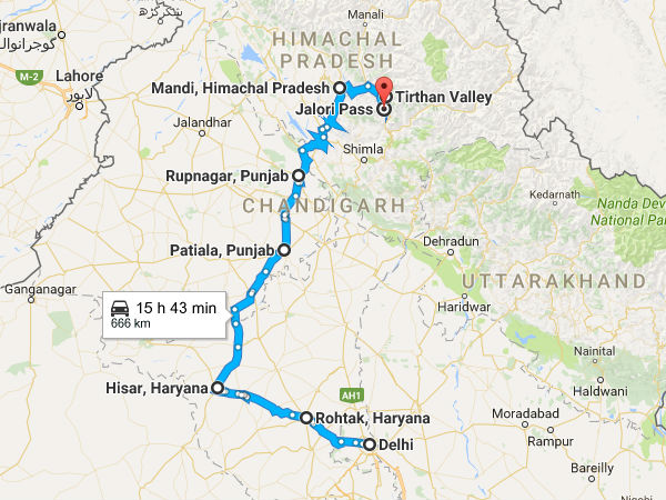 delhi to jalori pass road trip