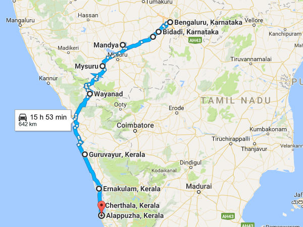 road trip from bengaluru to alleppey