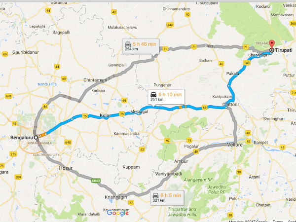 bengaluru to tirumala route