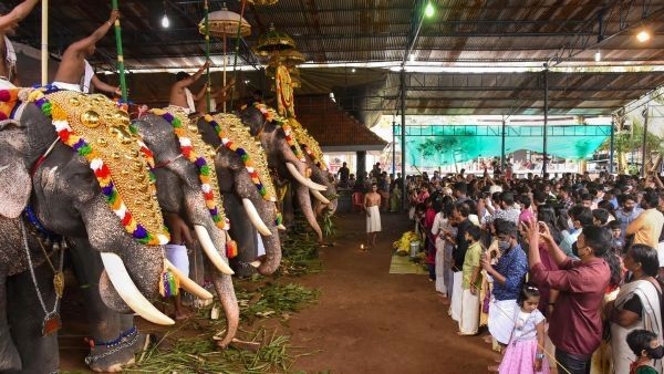 Colorful Athachamyam parade during Onam festival Colorful Athachamyam parade during Onam festival