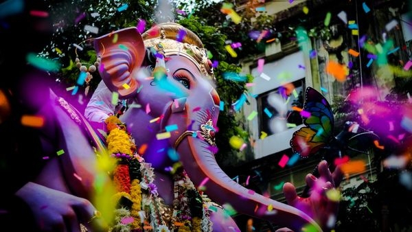Crowds celebrating Ganesh Chaturthi in Mumbai Crowds celebrating Ganesh Chaturthi in Mumbai
