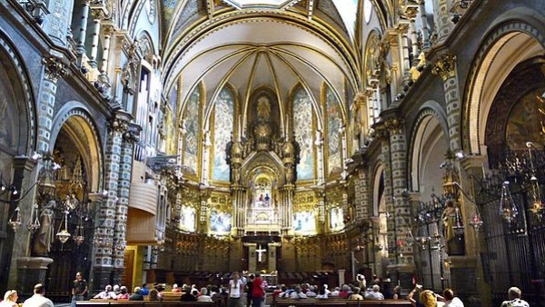 Intricate facade of Santa Maria de Montserrat Basilica