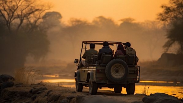 Jeep safari navigating through Bandipurs wilderness Jeep safari navigating through Bandipurs wilderness