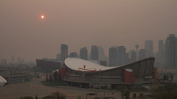 Smoke-filled skies over Whistler village