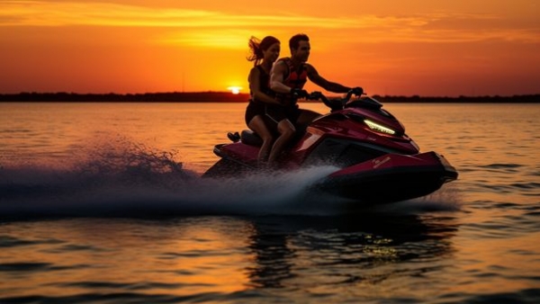 Alt: Tourists enjoying a variety of water sports activities on vibrant and lively Goa beaches