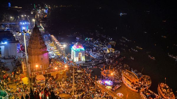 Local celebrating Dev Diwali on the banks of Ganges