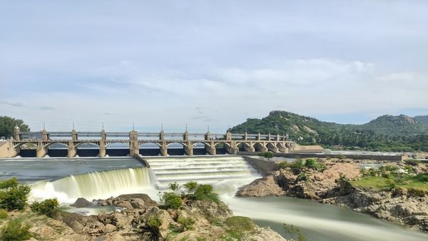 The grand spectacle of Mettur Dam against a sunset