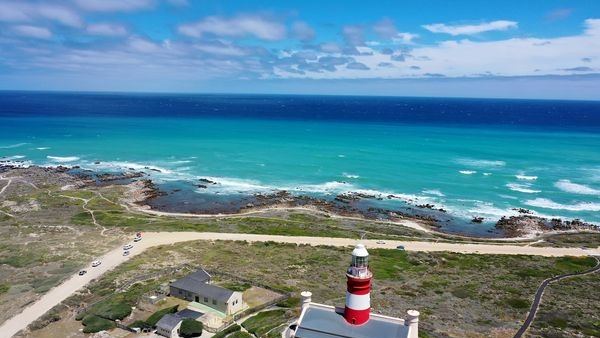 The majestic Cape Agulhas Lighthouse at Africas southernmost point The majestic Cape Agulhas Lighthouse at Africas southernmost point