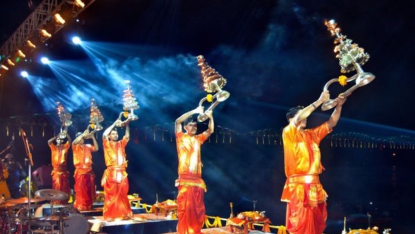 Varanasi Ghats illuminated with Diyas during Dev Diwali