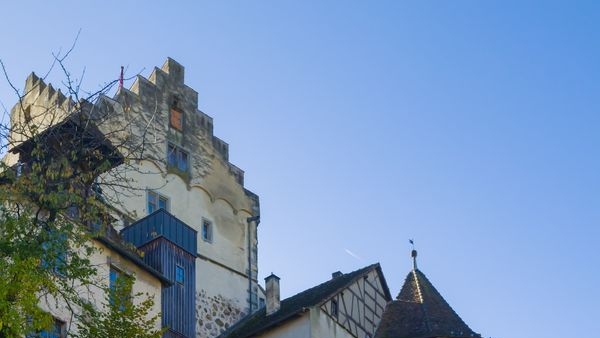 Historical Meersburg Castle with Lake Constance in the backdrop