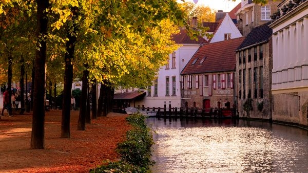 Scenic autumn landscapes in European cities with vibrant colors