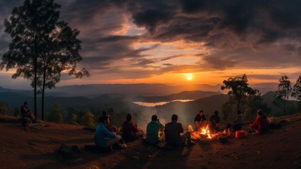 Scenic view of a popular camping site in South India during November Scenic view of a popular camping site in South India during November