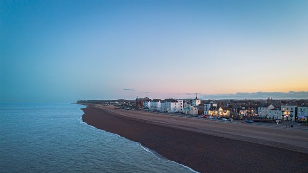 Scenic view of Deal town with the English Channel in the background