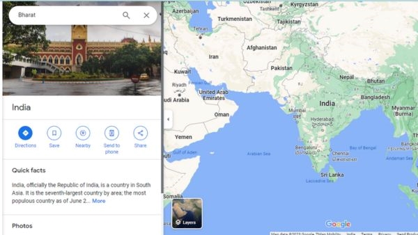 Google Maps shows Bharat Google Maps shows Bharat