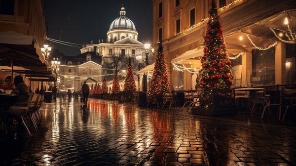 Venetian Christmas market stalls Venetian Christmas market stalls
