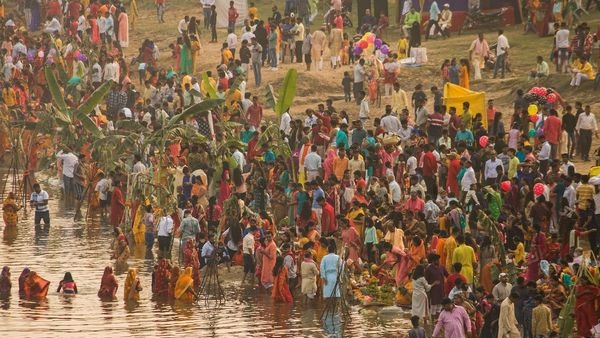 Chhath Puja festival crowd Chhath Puja festival crowd