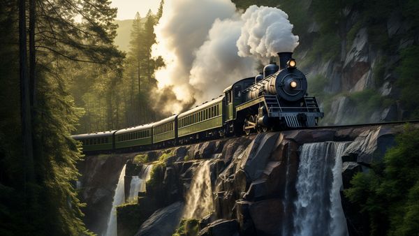 Patalpani Kalakund heritage train with waterfall view Patalpani Kalakund heritage train with waterfall view