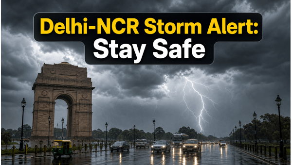 Delhi-NCR Weather Alert: Sudden Thunderstorms and 80 Kmph Winds Expected Today (June 2026 Update) Delhi-NCR Weather Alert: Sudden Thunderstorms and 80 Kmph Winds Expected Today (June 2026 Update)