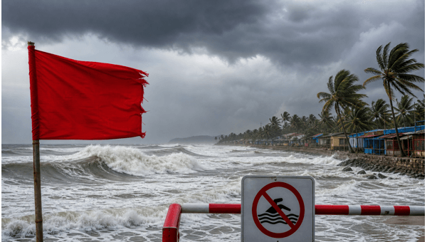 Goa Red Alert 2026: Beaches Closed and Water Sports Suspended Due to Heavy Rainfall - Travel Advisory