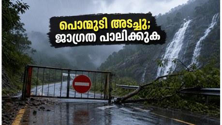 തിരുവനന്തപുരത്ത് കനത്ത മഴ; പൊന്മുടി അടച്ചു, വിനോദസഞ്ചാരികൾക്ക് കർശന ജാഗ്രതാ നിർദ്ദേശം