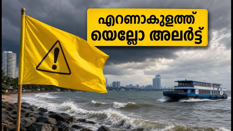 എറണാകുളത്ത് കനത്ത മഴ; യെല്ലോ അലർട്ട് പ്രഖ്യാപിച്ചു, തീരദേശവാസികൾ ജാഗ്രത പാലിക്കുക