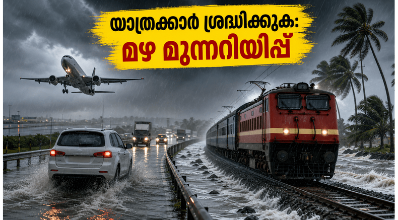 വടക്കൻ കേരളത്തിൽ മഴ കനക്കുന്നു; യാത്രക്കാർക്ക് ജാഗ്രതാ നിർദ്ദേശം, വിമാന-റോഡ് ഗതാഗതം തടസ്സപ്പെട്ടേക്കാം