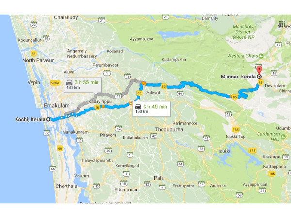 കൊച്ചി - മൂന്നർ (130 കി മീ)