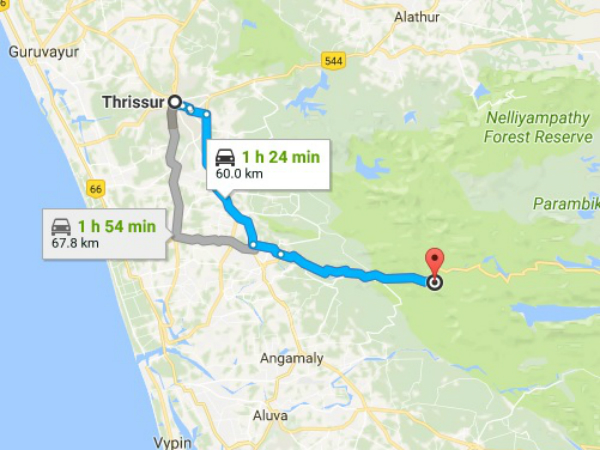 ആതിരപ്പള്ളി വെള്ളച്ചാട്ടം-എത്തിച്ചേരാന്‍