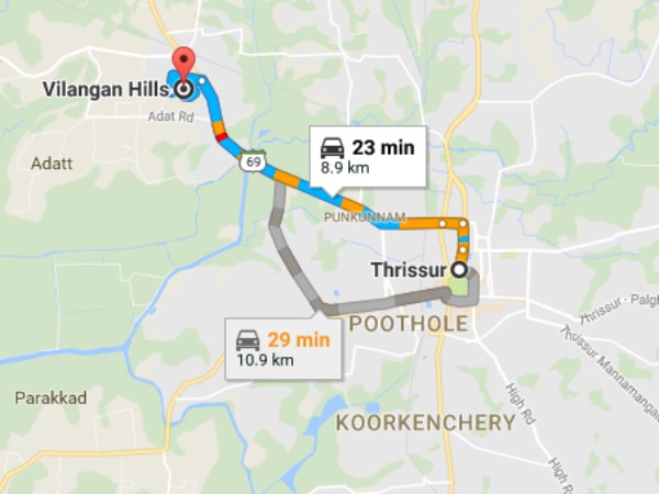 വിലങ്ങന്‍ കുന്ന്-എത്തിച്ചേരാന്‍ 