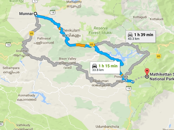 പാമ്പാടുംചോലയിലെത്താന്‍