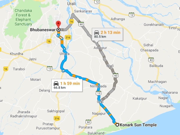 കൊണാര്‍ക്കില്‍ നിന്നും ഭുവനേശ്വറിലേക്ക് 
