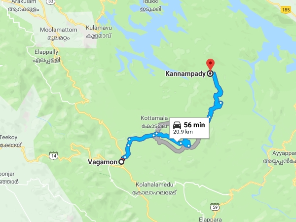 വാഗമണ്ണില്‍ നിന്നും പുലിങ്കട്ട വഴി