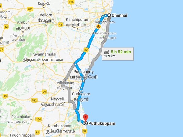 ചെന്നൈയില്‍ നിന്നും എത്തിച്ചേരാന്‍ 